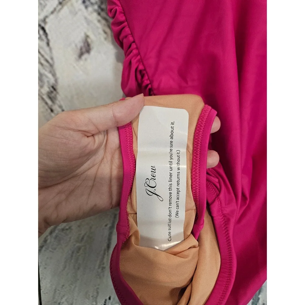 NWT J.Crew Ruched V-Neck One-Piece Swimsuit 6 Pink Razzberry BC116